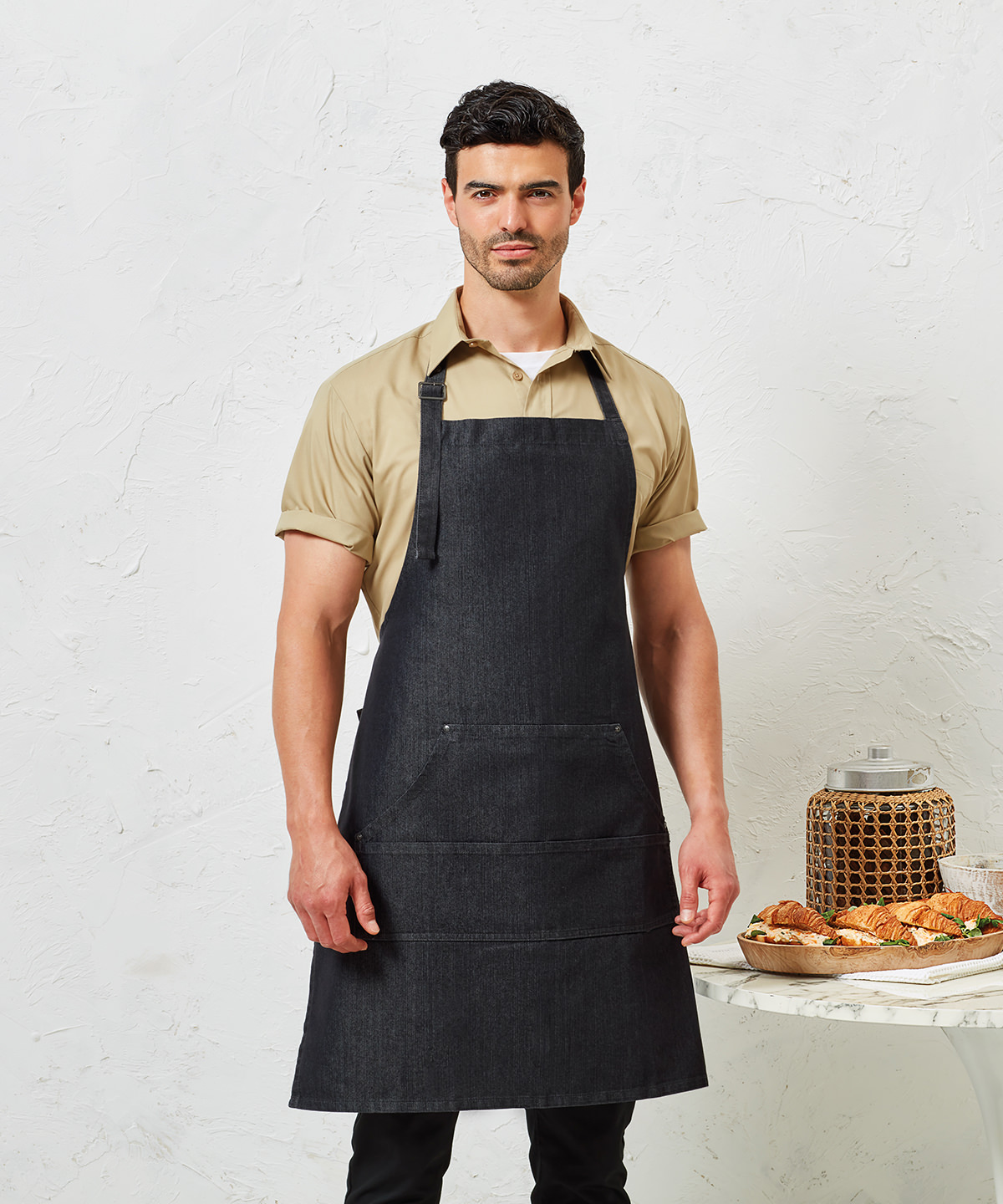 Jeans stitch bib apron